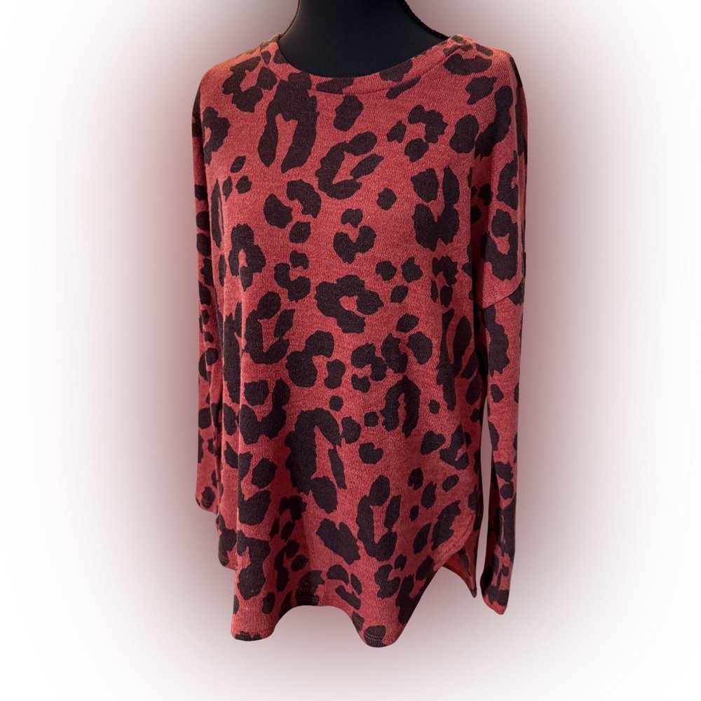 Bombom Stylish Leopard Print Tunic - Red and Black Size Small